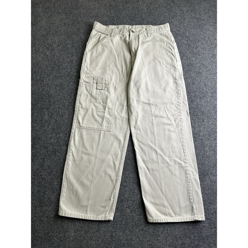 Mens 90s Levis Carpenter Work Pants Made in Hong Kong Beige, Size 34x30